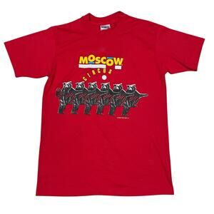 Moscow Circus Vintage 80s Red Single Stitch T-Shirt Size Large USA Made Hanes